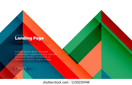 Square shape geometric abstract background, landing page web design template. Vector illustration