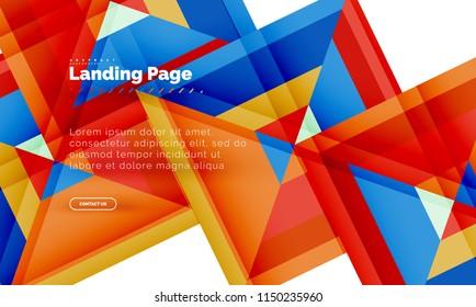 Square shape geometric abstract background, landing page web design template. Vector illustration