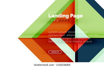 Square shape geometric abstract background, landing page web design template. Vector illustration