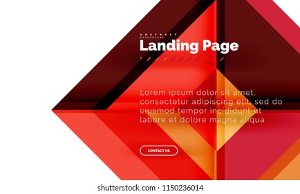 Square shape geometric abstract background, landing page web design template. Vector illustration