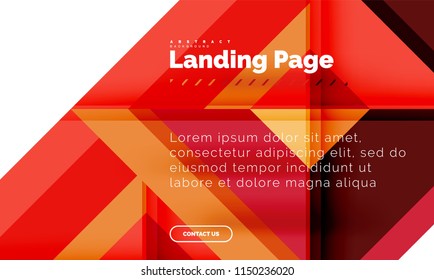 Square shape geometric abstract background, landing page web design template. Vector illustration