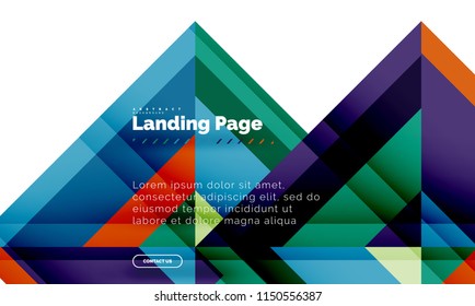 Square shape geometric abstract background, landing page web design template. Vector illustration