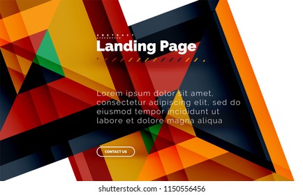 Square shape geometric abstract background, landing page web design template. Vector illustration