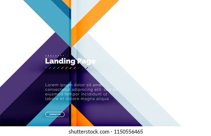 Square shape geometric abstract background, landing page web design template. Vector illustration