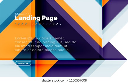 Square shape geometric abstract background, landing page web design template. Vector illustration