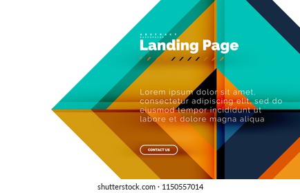 Plano de fundo abstrato geométrico quadrado, modelo de design da web de landing page. Ilustração vetorial