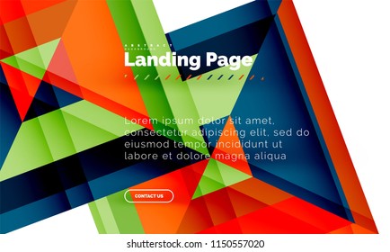 Square shape geometric abstract background, landing page web design template. Vector illustration