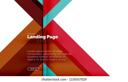Square shape geometric abstract background, landing page web design template. Vector illustration
