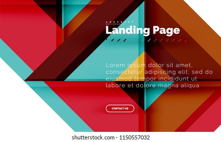 Square shape geometric abstract background, landing page web design template. Vector illustration
