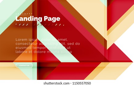 Square shape geometric abstract background, landing page web design template. Vector illustration