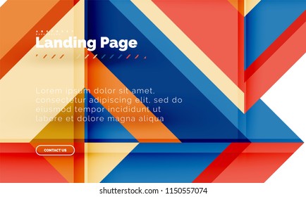 Square shape geometric abstract background, landing page web design template. Vector illustration