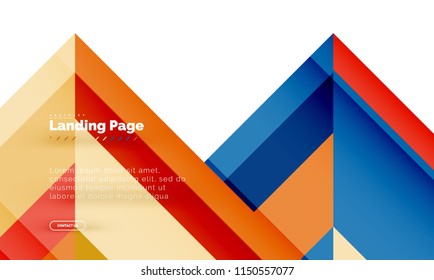 Square shape geometric abstract background, landing page web design template. Vector illustration