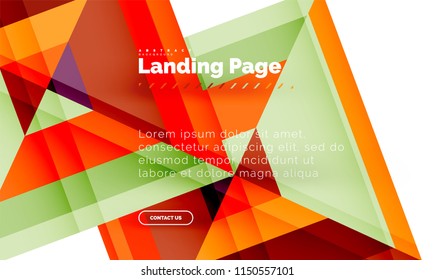 Square shape geometric abstract background, landing page web design template. Vector illustration