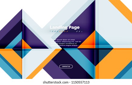 Square shape geometric abstract background, landing page web design template. Vector illustration