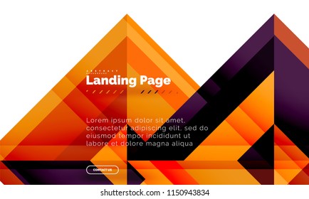 Square shape geometric abstract background, landing page web design template. Vector illustration