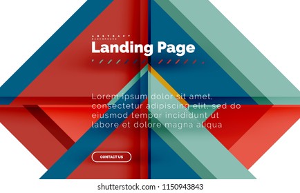 Square shape geometric abstract background, landing page web design template. Vector illustration