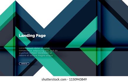 Square shape geometric abstract background, landing page web design template. Vector illustration
