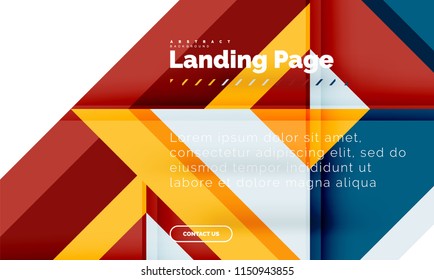 Square shape geometric abstract background, landing page web design template. Vector illustration