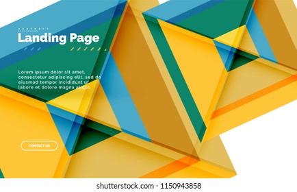 Square shape geometric abstract background, landing page web design template. Vector illustration