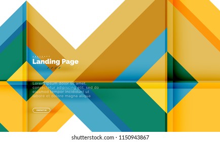 Square shape geometric abstract background, landing page web design template. Vector illustration