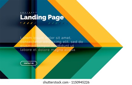 Square shape geometric abstract background, landing page web design template. Vector illustration