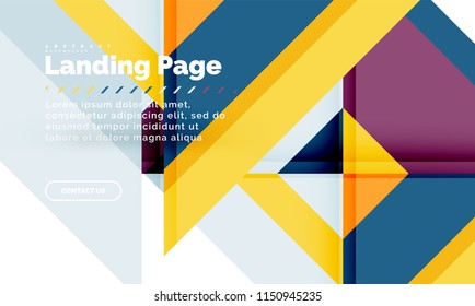 Square shape geometric abstract background, landing page web design template. Vector illustration