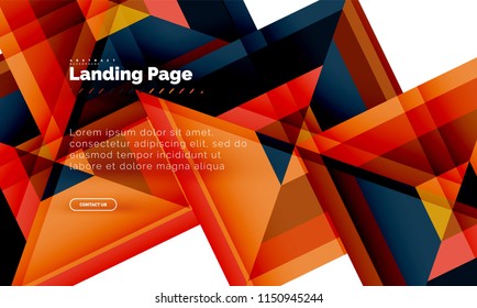 Square shape geometric abstract background, landing page web design template. Vector illustration