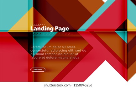 Square shape geometric abstract background, landing page web design template. Vector illustration