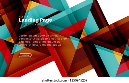 Square shape geometric abstract background, landing page web design template. Vector illustration