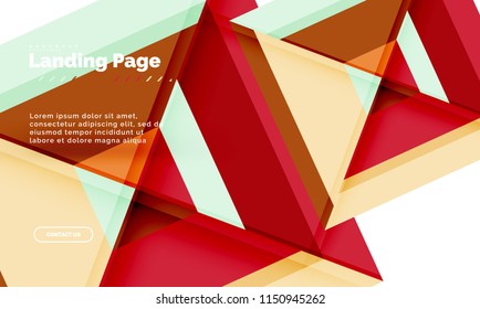 Square shape geometric abstract background, landing page web design template. Vector illustration