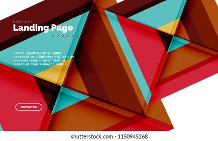 Square shape geometric abstract background, landing page web design template. Vector illustration