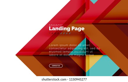 Square shape geometric abstract background, landing page web design template. Vector illustration