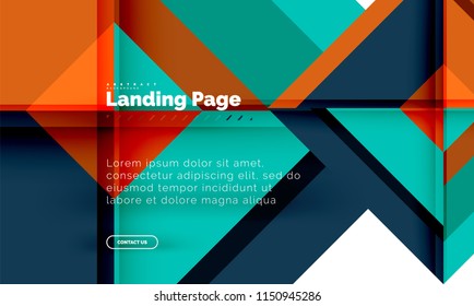 Square shape geometric abstract background, landing page web design template. Vector illustration