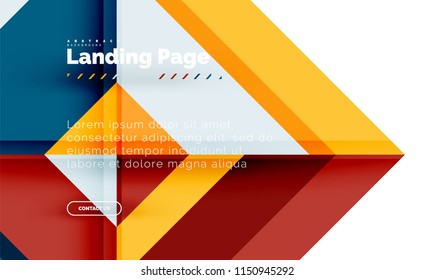 Square shape geometric abstract background, landing page web design template. Vector illustration