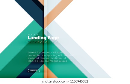 Square shape geometric abstract background, landing page web design template. Vector illustration