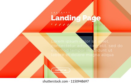 Square shape geometric abstract background, landing page web design template. Vector illustration