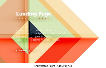 Square shape geometric abstract background, landing page web design template. Vector illustration