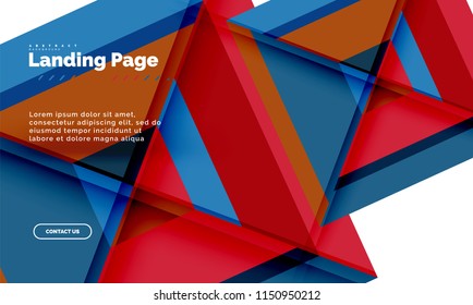 Square shape geometric abstract background, landing page web design template. Vector illustration