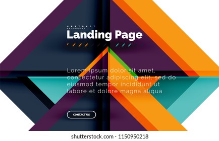 Square shape geometric abstract background, landing page web design template. Vector illustration