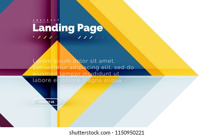 Square shape geometric abstract background, landing page web design template. Vector illustration