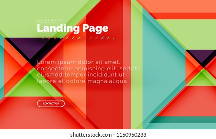 Square shape geometric abstract background, landing page web design template. Vector illustration