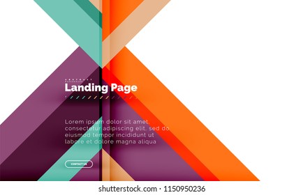 Square shape geometric abstract background, landing page web design template. Vector illustration