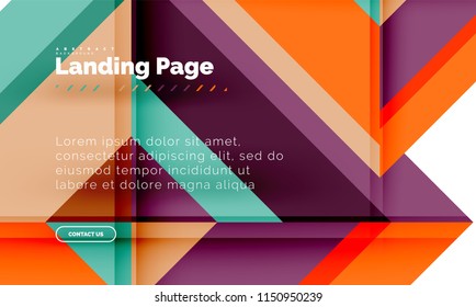 Square shape geometric abstract background, landing page web design template. Vector illustration