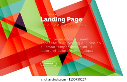 Square shape geometric abstract background, landing page web design template. Vector illustration