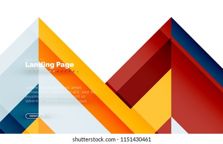 Square shape geometric abstract background, landing page web design template. Vector illustration