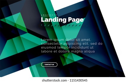 Square shape geometric abstract background, landing page web design template. Vector illustration