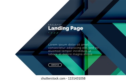 Square shape geometric abstract background, landing page web design template. Vector illustration