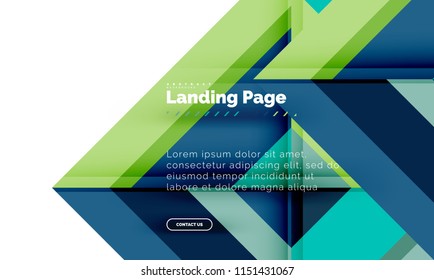 Square shape geometric abstract background, landing page web design template. Vector illustration