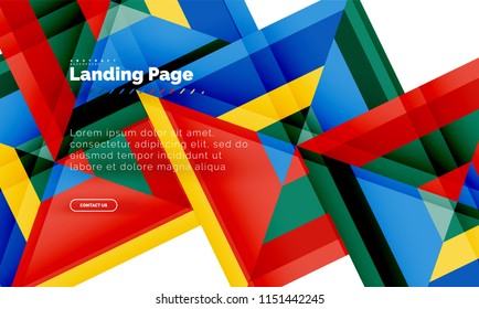 Square shape geometric abstract background, landing page web design template. Vector illustration