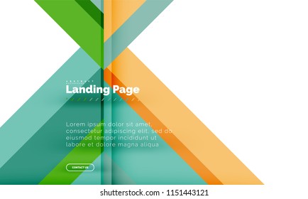 Square shape geometric abstract background, landing page web design template. Vector illustration